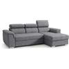 Robin Inspire Divano Angolare Modulare 3 Posti - Divano Letto a L Destro - Contenitore, 3 Poggiatesta Regolabili - per Soggiorno Moderno - 247 cm Silver Antracite