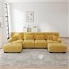 ZKLOEP Divano angolare modulare a forma di U per soggiorno, 4 posti, comodi divani cloud con pouf mobile, combinazione fai da te, giallo