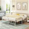 EMODA Letto in metallo 135 x 190 cm con testiera e pediera, Letto matrimoniale alto 46 cm, Struttura robusta, Facile da montare, Silenzioso, Bianco