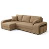 Robin Inspire Divano letto angolare a L con contenitori - 245 cm - 2 pouf - Tessuto Golden - Angolo sinistro - Beige scuro York