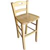 Liberoshopping ARTIGIANALE Sgabello Sedia Snack Legno Massello con Schienale, Seduta in Massello o Paglia, Altezza 67 cm, Stile Naturale per Cucina Penisola e Prima Colazione