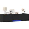 vidaXL Mobile TV con LED Nero 165 x 34 x 40 cm Legno ingegnerizzato, Mobile da soggiorno, consolle moderna, porta TV, scaffalature in legno, arredo LED, soluzione storage contemporanea