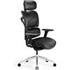 DIABLO V-Commander Sedia da Ufficio Ergonomica Scrivania Braccioli 3D Poggiatesta Regolabile Superficie di seduta Supporto Lombare Tessuto a Rete (Nero-Grigio)