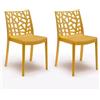 GLOUPIE Set 2 Sedie Matrix In Polipropilene Senape, 55x47x82 Cm,Peso 4 Kg,Per Interno Ed Esterno,Made In Italy,Impilabili