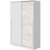 Arreditaly Armadio Guardaroba A Parete Con Ante Scorrevoli Barra Appendiabiti E 4 Ripiani Mobile Salvaspazio Stile Scandinavo Per Camera Cameretta 200 x 120 x 50 Cm (Bianco e Rovere)