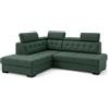 Robin Inspire Divano Angolare Modulare 4 Posti - Divano Letto a L Sinistro - Contenitore, 5 Poggiatesta Regolabili - per Soggiorno Moderno - 240 cm Paris Verde