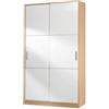 Arreditaly Armadio Guardaroba Con Ante Scorrevoli Salvaspazio 5 Ripiani E Asta Appendiabiti Ideale Per Camera Corridoio Cameretta Ripostiglio Disimpegno 120 x 50 x 200 Cm (Bianco e Rovere)