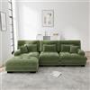ZKLOEP Lussuoso divano angolare modulare - Divano cloud a forma di L oversize per soggiorno, divano letto profondo con ottomano, corda, ciniglia verde