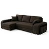 Robin Inspire Divano letto angolare a L con contenitori - 245 cm - 2 pouf - Tessuto Golden - Angolo sinistro - Marrone scuro York