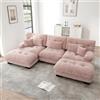 ZKLOEP Lussuoso divano angolare modulare - Divano cloud a forma di U per soggiorno, sedile profondo, divano letto trasformabile con pouf, ciniglia rosa