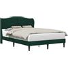 vidaXL Struttura del letto Verde Scuro 160 x 200 cm Velluto, Camera moderna, struttura letto rettangolare per un sonno funzionale, testata elegante, design minimale, morbido al tatto