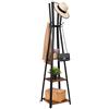 HOOBRO Appendiabiti, Portabiti Autoportante, Attaccapanni da Terra con 4 Ganci e Scaffale a 3 Ripiani, Stile Industriale, per Vestiti, Cappelli, Borse, Sciarpe, Corridoio, Marrone Vintage EBF82YM01