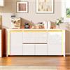 CXHLXYR Credenza bianca lucida, credenza bianca laccata 4 ante 2 cassetti con LED,credenze basse mobili di immagazzinaggio basso con cassetto per cucina corridoio soggiorno ingresso (4 porte, 2 cassetti-1