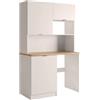 Vente-unique-Mobile multifunzione angolo cottura e lavanderia - Con piano di lavoro 120 cm - Beige e le - CARMEO