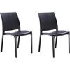 GLOUPIE Set 2 Sedie Volga In Polipropilene Nero, Impilabili, Dimensioni 54 x 46 x 81 Cm, Peso 3,5 Kg,Per Interno Ed Esterno, Made In Italy, Sedia Impilabile