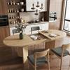HIYYIH Tavolo da pranzo allungabile ovale, 160/200 * 90 cm, Tavolo allungabile moderno angoli arrotondati, stile semplice, piano del tavolo ispessito, tavolo da cucina per 6-8 persone, colore rovere