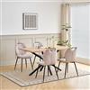 DEYARNA HOME Set da Pranzo Tavolo e Sedie-Tavolo da Pranzo Rettangolare da 140 cm con 4 Sedie da Pranzo Imbottite,In Tessuto Effetto Lino con Maniglie (Legno Chiaro+4*sedie (Kaki))