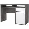 Tvilum Function Plus - Scrivania a 1 anta, colore: Grigio/Bianco lucido