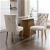 Lexiou Sedia a 4 piedi, in velluto beige, con schienale alto, con trapuntatura a bottoni, struttura in legno massiccio (set da 2 pezzi) (beige chiaro)