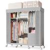 TCXSSL Armadio In Tessuto Con Ruote Armadi Portatili Autoportanti Grande Armadio Portatile In Tessuto Per Camera Da Letto, Appendiabiti Pieghevole Per Appendere Abiti Grande Capienza(125CM)