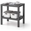 sugodesign OMBEG Tavolino multiuso a 2 ripiani, comodino, rettangolare, in plastica impermeabile, portata 10 kg per ripiano, per bagno, cucina, balcone, camera da letto (grigio)