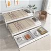 Lexiou Letto singolo e matrimoniale, letto scorrevole con ruote inferiori, con 2 cassetti in MDF, struttura in legno massiccio, bianco (200 x 90 cm/190 x 90 cm)