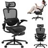 MUSSO E80 MUSE Sedia per Donne e Piccole Corporature, Nero | Supporto lombare 3D, Poggiatesta 4D, Braccioli ribaltabili 90°, Poggiapiedi, 135°