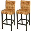 vidaXL - 2 sgabelli da bar in rattan Abaca, in legno di mango massello, colore: marrone scuro