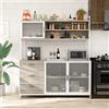 DEZAGCE Armadio da cucina, mobile alto buffet da cucina con 3 ante, vetrina, mobile buffet con 3 cassetti, MDF, stile industriale semplice, 174 x 150 x 40 cm