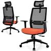 GIANTEX Sedia da ufficio ergonomica regolabile in altezza in rete, poltrona girevole da ufficio, comoda con ruote con poggiatesta, supporto lombare, per ufficio, riunione, studio, carico 180 kg