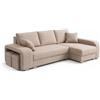 Robin Inspire Divano letto angolare a L con contenitori - 245 cm - 2 pouf - Tessuto Golden - Angolo destro - Beige York