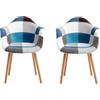 GrandCA HOME Set di 2 Poltrone Patchwork, Sedia da Pranzo in Stile Nordico Sedia Da Cucina Per Sala da Pranzo, Soggiorno, Camera da Letto (Blu A5-2)
