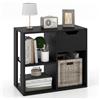 GIANTEX Scaffale portaoggetti con 3 cubi, 60 x 30 x 53 cm, libreria in legno indipendente, 2 livelli con 1 cassetto, mensola da esposizione per soggiorno, studio, ufficio (Nero)