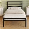 Lutown-Teen Letto Singolo 80x190 cm con Testiera e Pediera, Alta 30 cm, Rete a Doghe Singola in Metallo, Struttura Letto in Ferro, Spazio Aggiuntivo Sotto, Montaggio Facile, Moderno, Nero