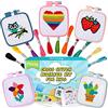 Pllieay, 5 kit per punto croce per bambini 7-13, con 5 cerchi da ricamo quadrati e 5 progetti, 11 matasse, kit da cucito con istruzioni (lingua italiana non garantita)