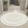 Teppich-Traum Tappeto soggiorno camera da letto grande pelo corto orientale elegante pregiato ornamenti effetto lucido meandro crema oro 200 cm rotondo