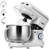 VIVOHOME Impastatrice Planetaria Professionale 5,7L 10 Velocità 1500W Contenitore in Acciaio Inox, Impastatore da Cucina Multifunzione con Gancio per Impastare Frusta per Dolci, Argento