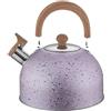 LVYXON Bollitore a fischio martellato in acciaio inossidabile, con manico in legno, grande capacità 2L/3L/4L, fondo piatto per fornelli a induzione e a gas (viola)