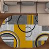 Generic Tappeto ovale moderno a righe geometriche, morbido, a pelo basso, lavabile, antiscivolo, nero, grigio, giallo senape, decorazione per soggiorno, camera da letto, 70 x 120 cm