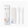 SOLEPLASTIC 100 Posate Da Viaggio BIS IMBUSTATE SINGOLARMENTE - Coltello,Forchetta e Tovagliolo RIUTILIZZABILI da 16 cm Bianco - RESISTENTI per Cibi Caldi Fino a 70° - Set Posate Ecologiche per ogni Occasione