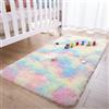 Aspire Homeware Tappeto per soggiorno di piccole dimensioni arcobaleno, 50 x 80 cm, per camera da letto, antiscivolo, moderno, super morbido, a pelo spesso, non perde pelo