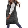 Generico Gilet Donna Lungo Smanicato Piumino Invernale con Cappuccio Caldo Giacca Casual Senza Maniche Giubbotto Imbottito con Cerniera e Tasche Cappotto Elegante Leggera in Tinta Unita Autunno (b-Grey, XL)