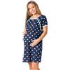 Be Mammy Camicia da notte da donna per gravidanza e allattamento con bottoni BE20-287, Cuore turchese blu scuro, L