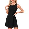 AOWVUTS Vestito Corto Donna Elegante Mini Abito Estivo Sexy Vestito da Sera Senza Maniche Scollo Girocollo A-Line Miniabito Bodycon Nero Casual Estate Aderente Festa Discoteca Cocktail