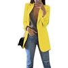OMZIN Chaqueta De Manga Larga Informal De Color Sólido para Mujer Chaqueta De Trabajo con Bolsillos Chaqueta De Abrigo Amarillo XL