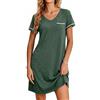 Demegimi Camica da Notte Donna Cotone Estiva Camicia Notte Donna Maniche Corte Vestito da Notte a V Manica Corta per Casa Casual