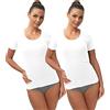 e.Femme® Confezione da 2 Canottiere da Donna a Maniche Corte Luiza 15571 in Cotone e Modal/Tencel, 2 x Nero, 58-60