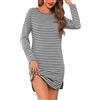 Demegimi Camicia da Notte Donna in Cotone Manica Lunga con Scollo a V Camicie da Notte Donna Lunghe Invernali