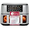 ROMMELSBACHER Friggitrice a doppia aria calda FRH 2650, 2 cesti da 5,5 litri, da 40 a 230 °C, 12 programmi, finestra di visualizzazione, illuminazione interna, senza PFAS, funzione Match e Sync