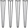 SKISKI LEGS Monster Shop - Set di 4 gambe per forcine per capelli, per sci, tavolo, scrivania, sedia, 71,1 cm, 3 rebbi, 10 mm, in acciaio nero, con piedini protettivi
